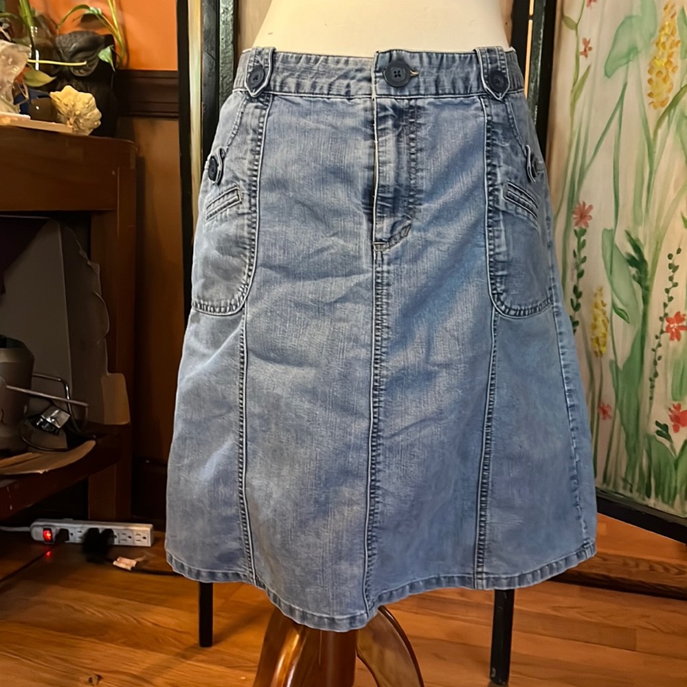 Cute Cherokee jean mini (above knee) skirt, with button detailing